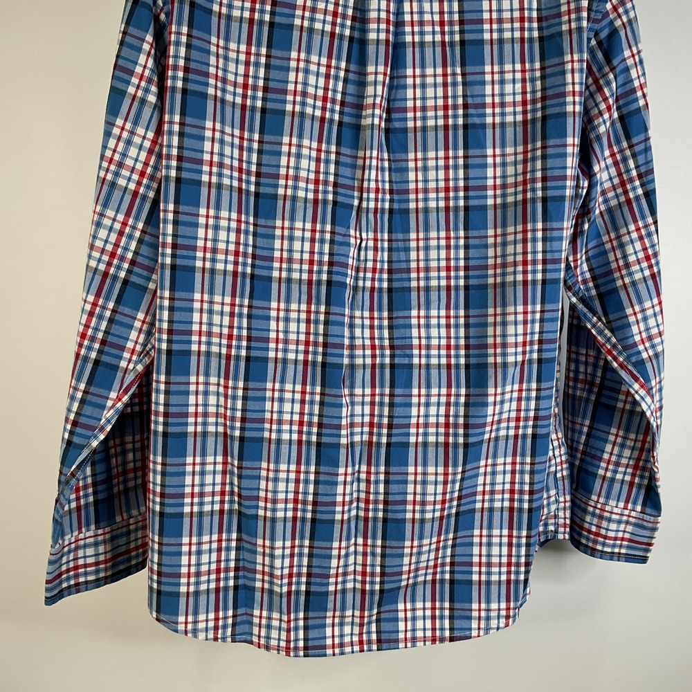 Chaps Men's XL Red Blue‎ Plaid Button Down Shirt Long Sleeve Casual 100%Cotton - Picture 13 of 15